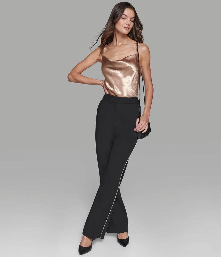 Karl Lagerfeld Paris Rhinestone‑Trim Suiting Pants – Black – Size 4 – NWT – $129