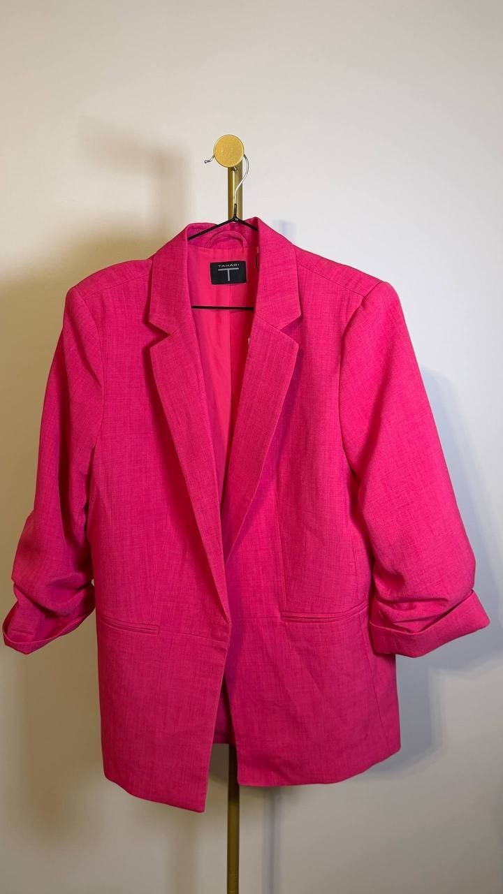Tahari Women’s Single‑Button Blazer Pink Fuchsia Size 16 $148 NWT