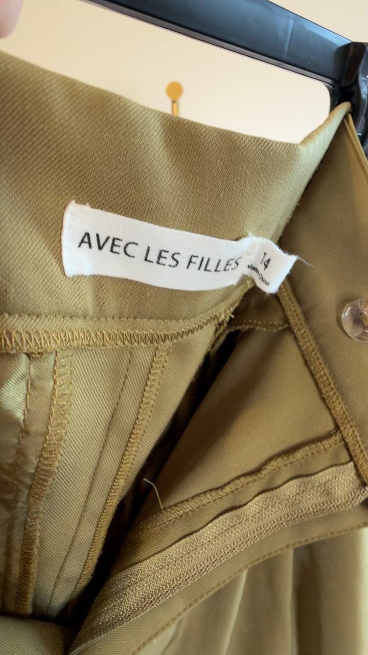 Avec Les Filles Barrel-Leg Cargo Pants Beige 14 NWOT $99