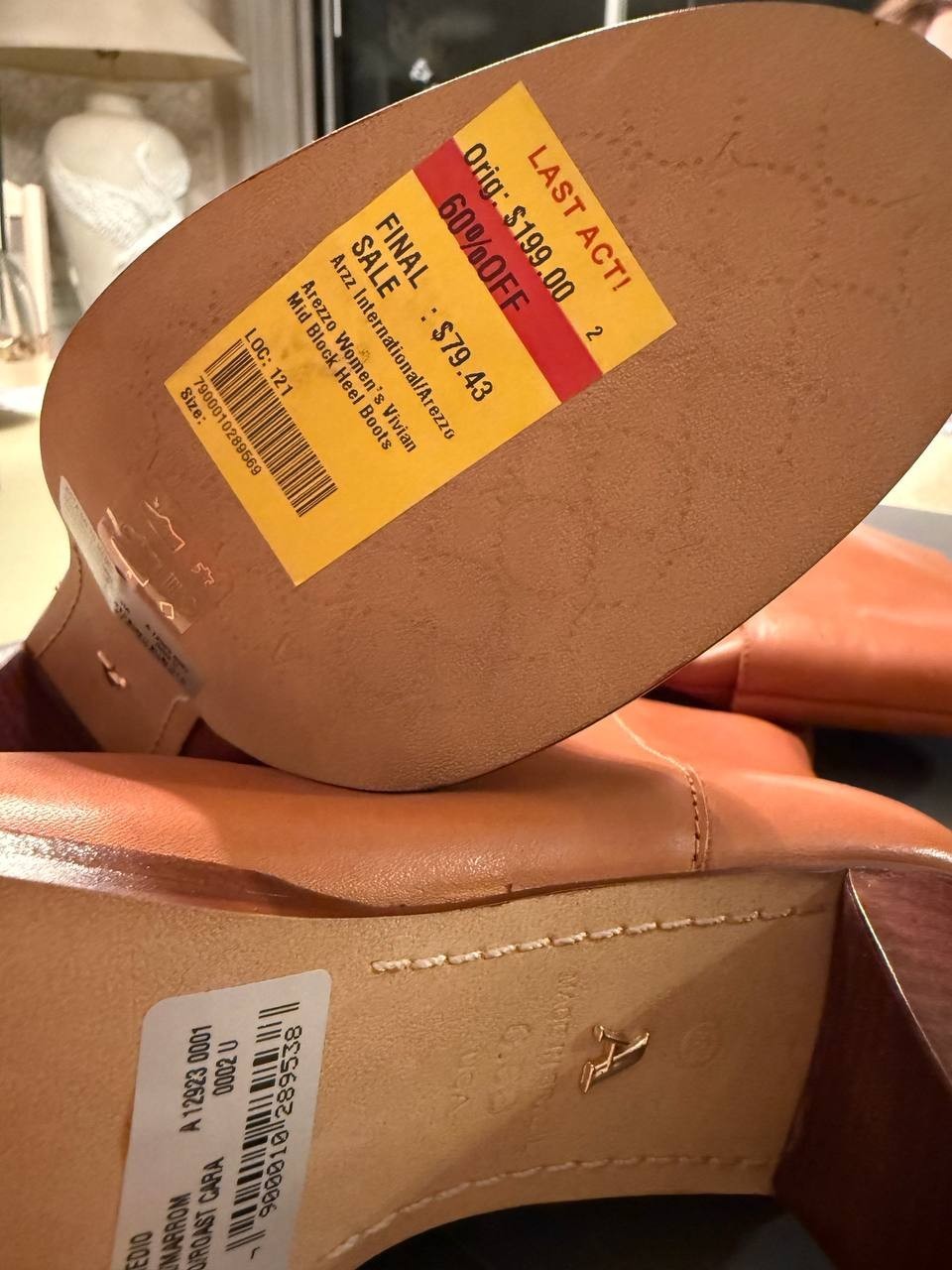 Arezzo Brown Leather Knee-High Boots 9.5B Gold Bit Detail, New with Box