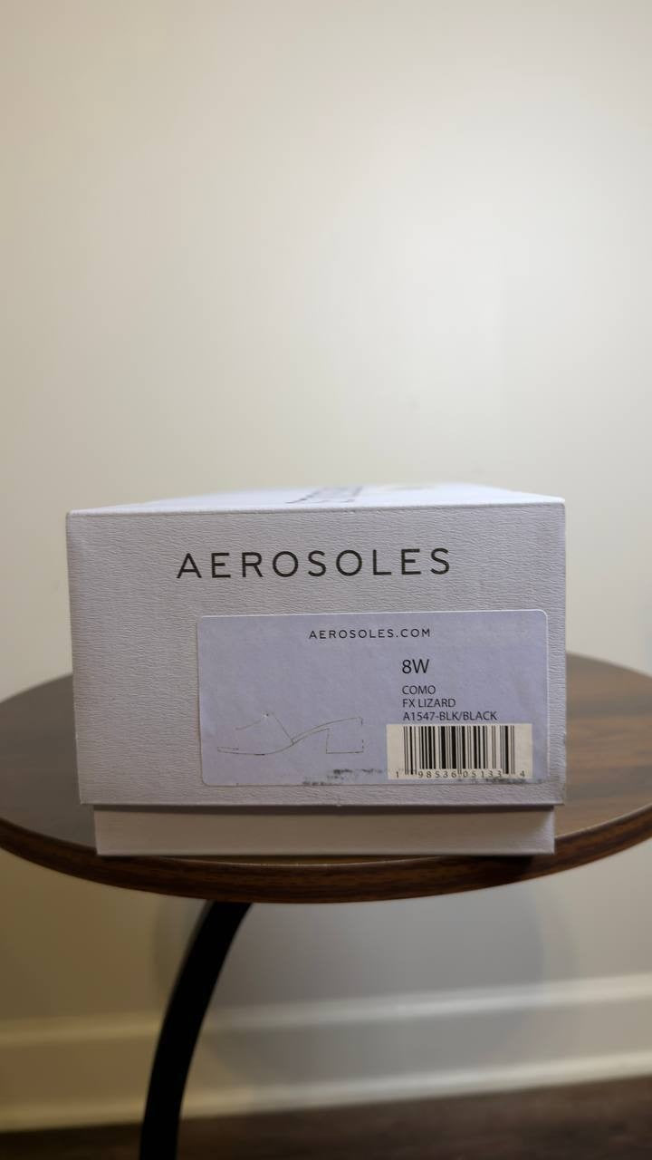 Aerosoles Toe Slide Sandals Black 8 W New $79.00