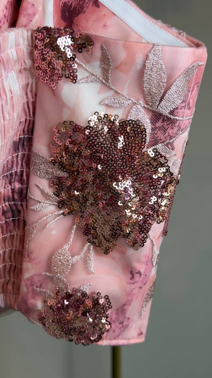 Muse Embroidered Strapless Bustier Top Pink Rose 12 NWT $89