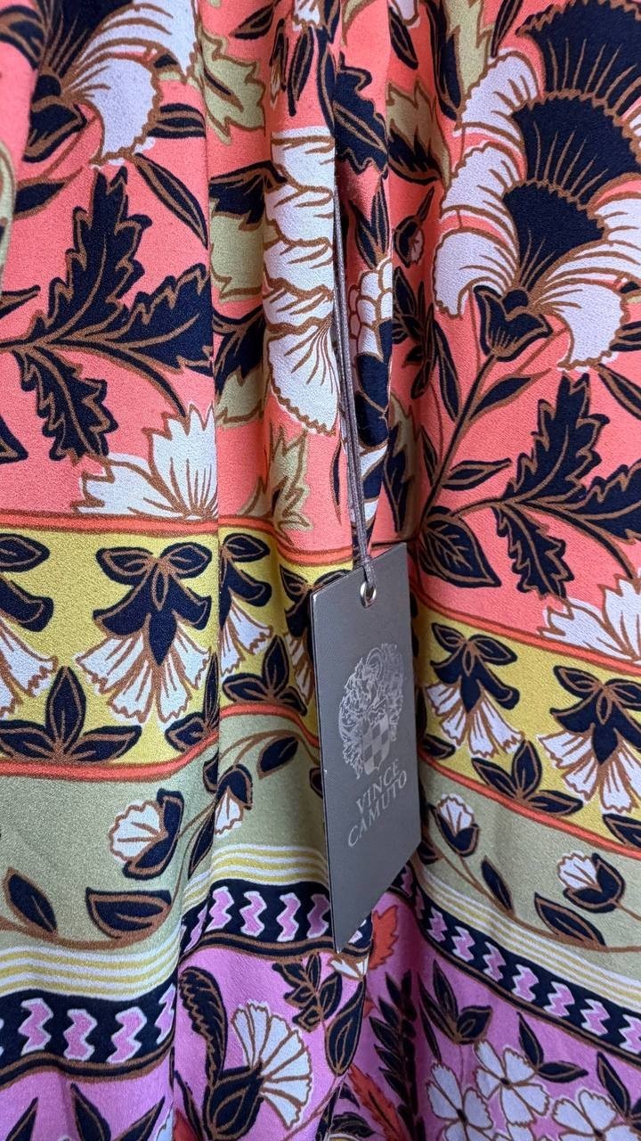 Vince Camuto Floral‑Print Belted Tiered Dress Floral Multi 2 NWT $158