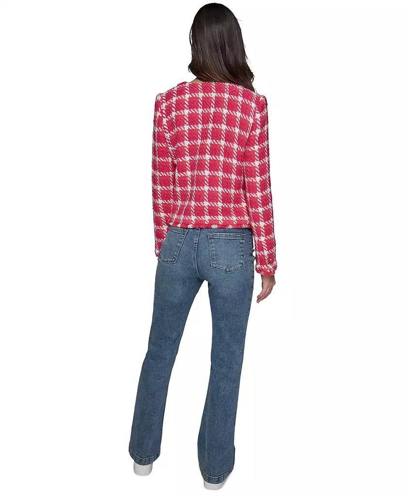 Karl Lagerfeld Paris Women’s Open‑Front Tweed Jacket Red White 8P $179 NWT