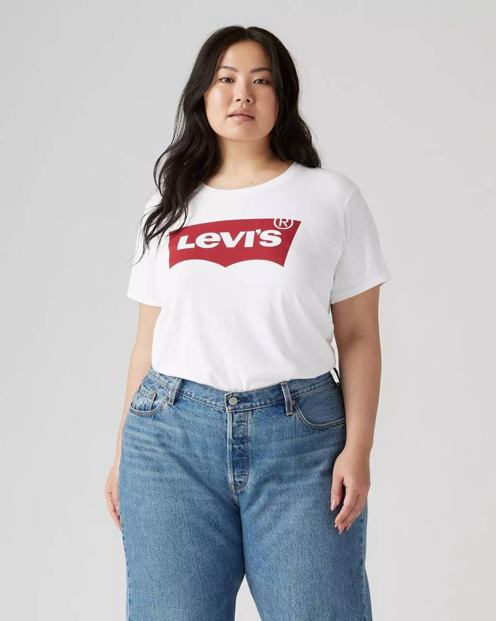 Levi’s Logo Perfect T-Shirt Plus Size 1X White Crewneck Cotton Tee NWT need wash
