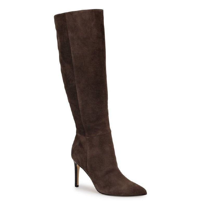 Nine West Richy Boots 10M Dark Brown Suede Knee‑High Pointy Toe NIB msrp$249
