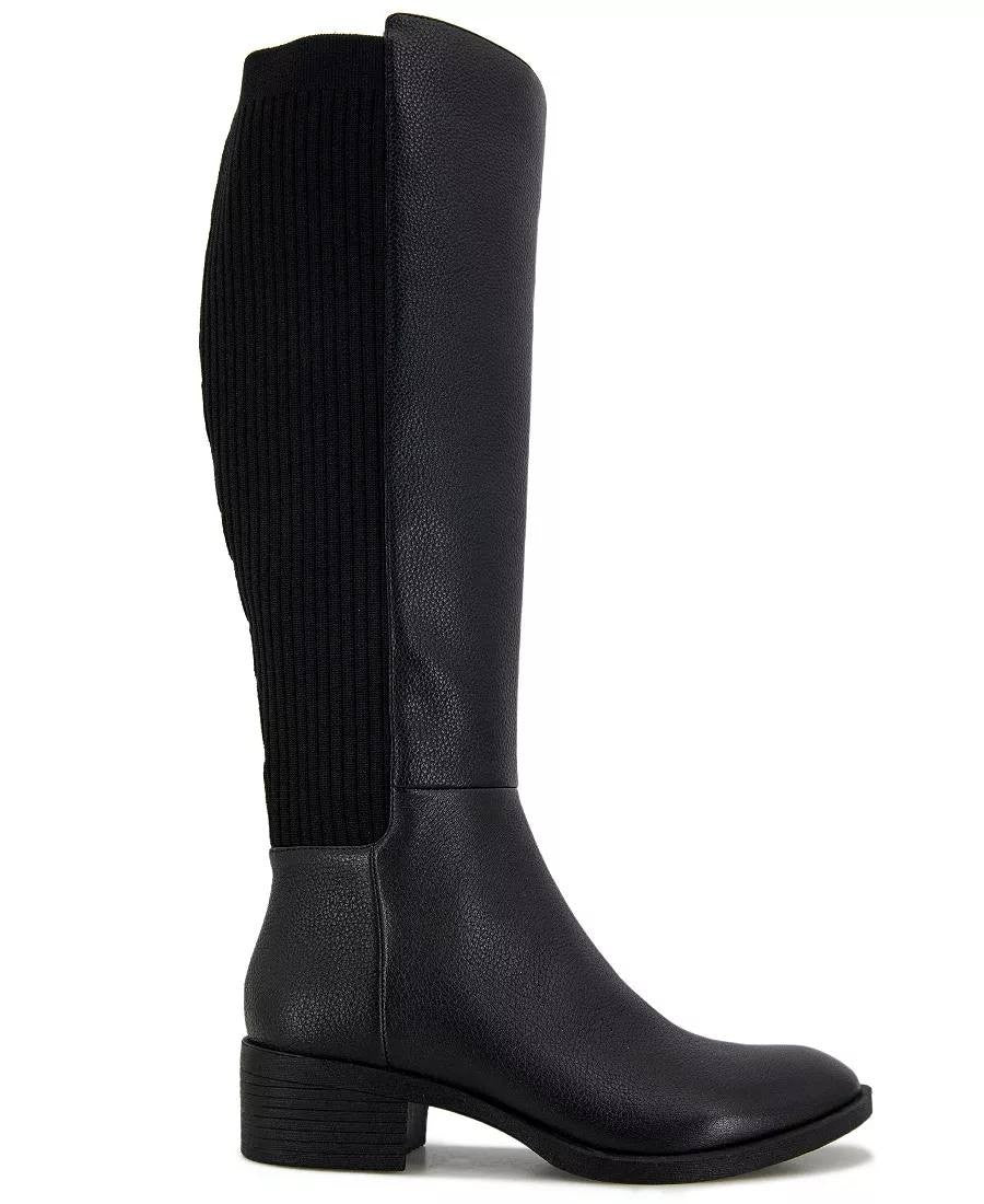 Kenneth Cole Levon Boots 6.5M Black Suede Tall Wide‑Shaft Round Toe NIB msrp$220