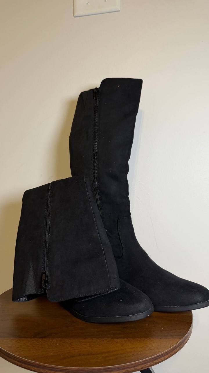 Style & Co Charmanee Tall Boots 8.5 Black Microfiber Fabric Zip NIB msrp$79.90