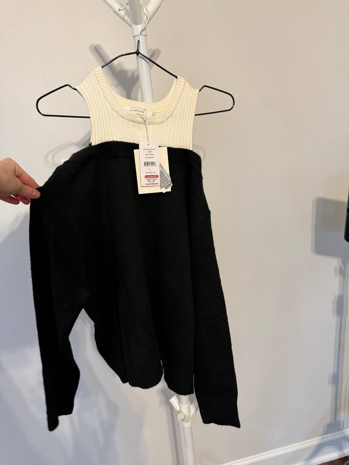 AVANTLOOK Twofer Knit Colorblock Sweater Top – Black/White – NWT – Sizes XS–L