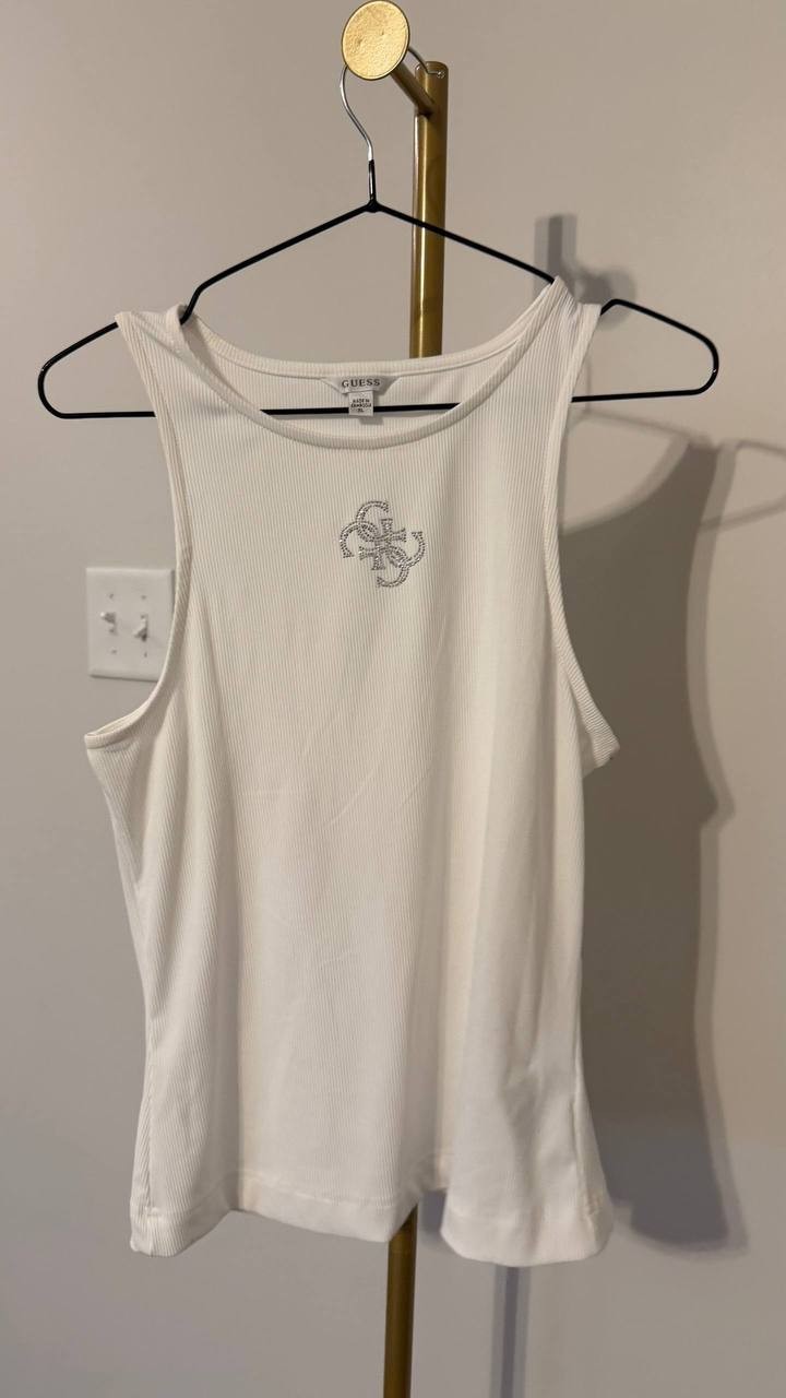 GUESS Guendalina Sleeveless Top White XL Excellent Pre‑Owned Condition msrp$39