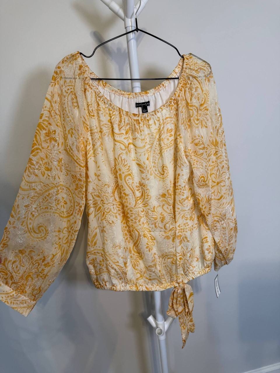 Sam & Jess Printed Off‑the‑Shoulder Top – Size L – NWT – $59