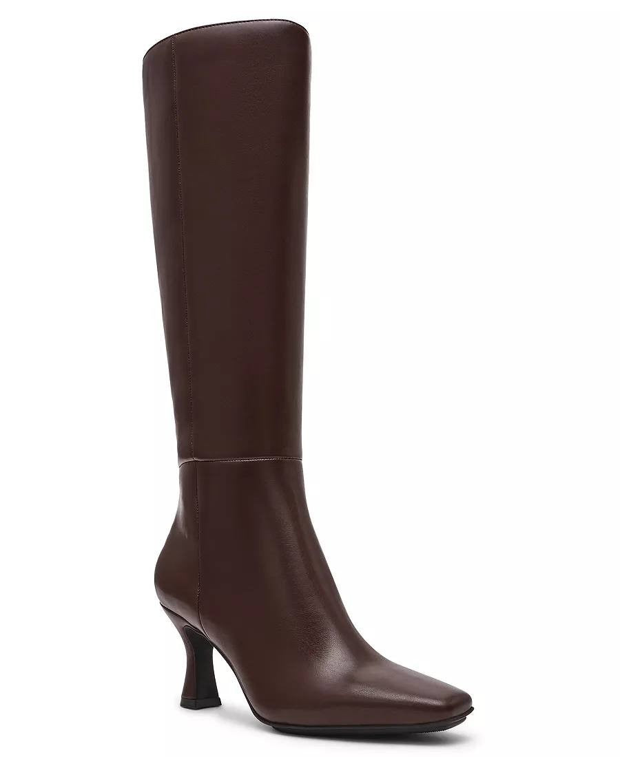 Anne Klein Perfektion Boots 6 Black Man‑Made Knee‑High Snip Toe NIB msrp$159