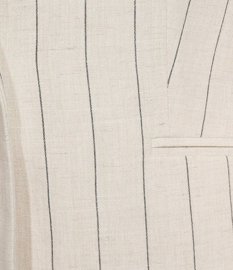 Kasper Pinstripe Notch Collar One-Button Blazer – Parchment/Black – Size 10P NWT