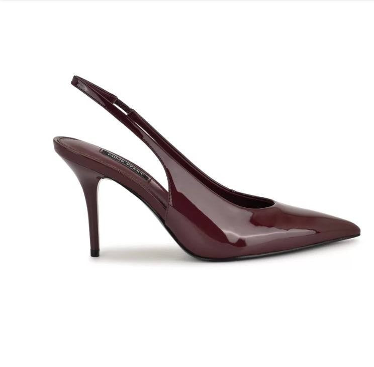 Nine West Dark Red Man‑Made Toe Slingback Pumps Size 9M NIB MSRP $119