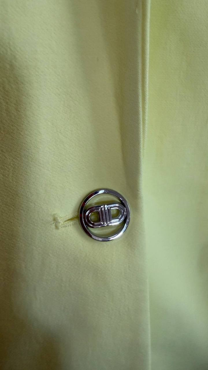 DKNY Women’s Notch Collar One Button Long Sleeve Jacket Yellow Size 14 NWOT $169