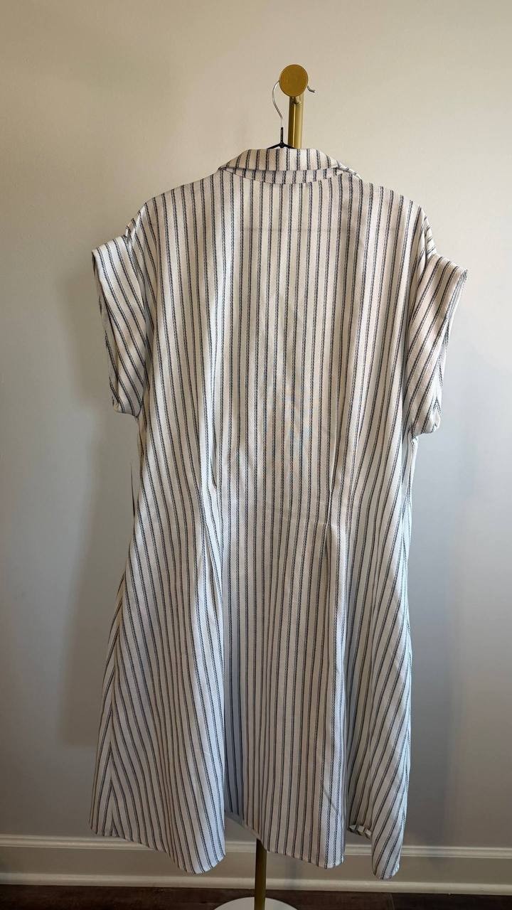 Julia Jordan Women’s Pleated Linen‑Blend Mini Shirt Dress Stripe XL $129 NWT