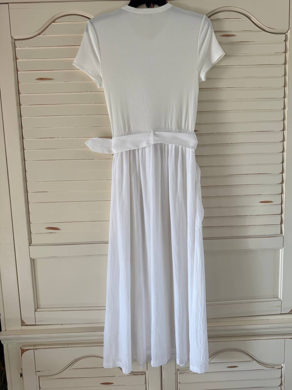 Ramy Brook Sylvie Cotton-Blend Midi Dress Ivory Size S with Belt Pockets