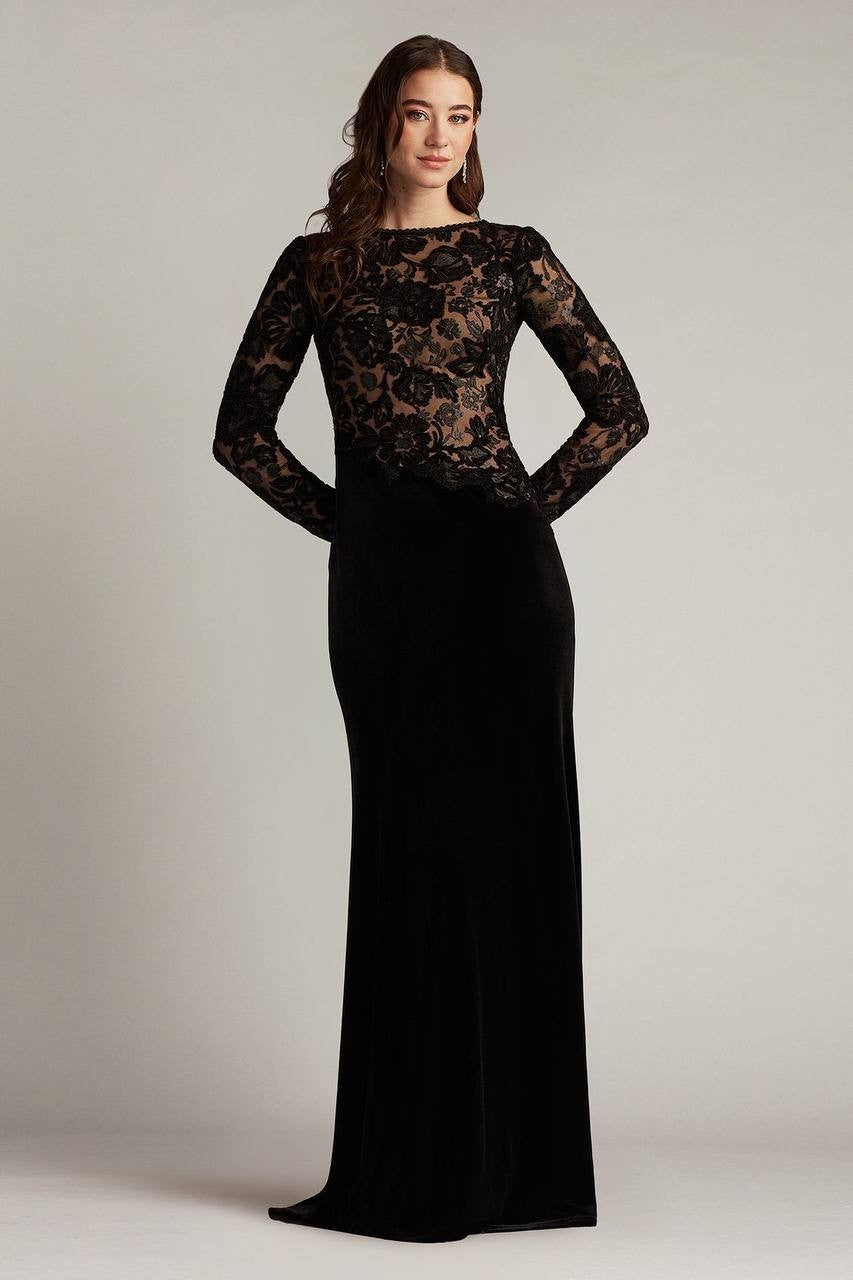 Tadashi Shoji Forena Embroidered Crepe Gown Black/Nude 14 NWT $478