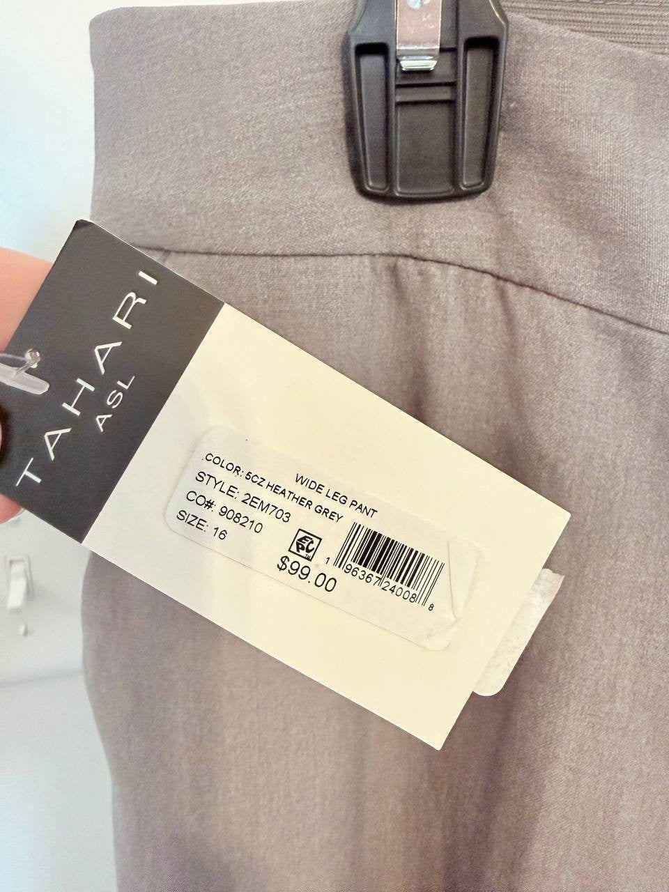 Tahari Wide‑Leg Dress Pants – Gray – Size 16 – NWT – $99