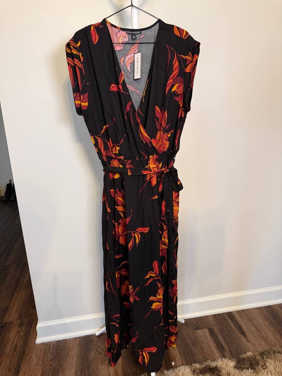Sam & Jess Printed Faux‑Wrap Maxi Dress – Size L – NWT – $89