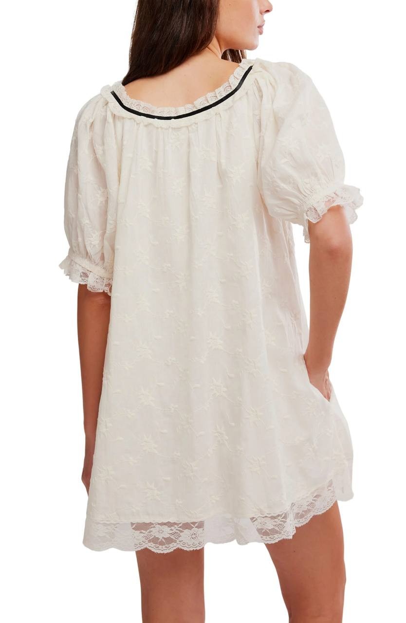Free People Juno Embroidered Baby Doll Minidress Ivory M NWT $148