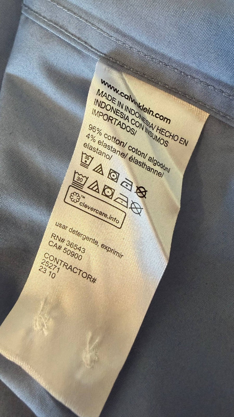 Calvin Klein Cotton Herringbone Slim Fit Dress Shirt Blue NWT $99