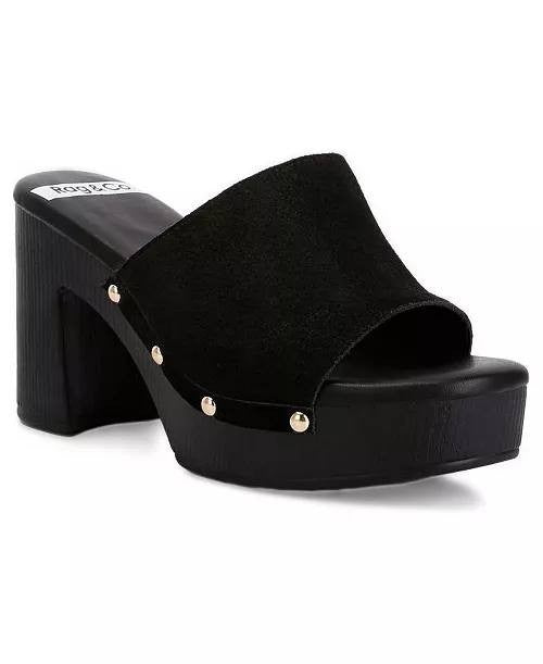 Rag  &  Co  High  Block  Heel  Clogs  Black   8.5  New  $72