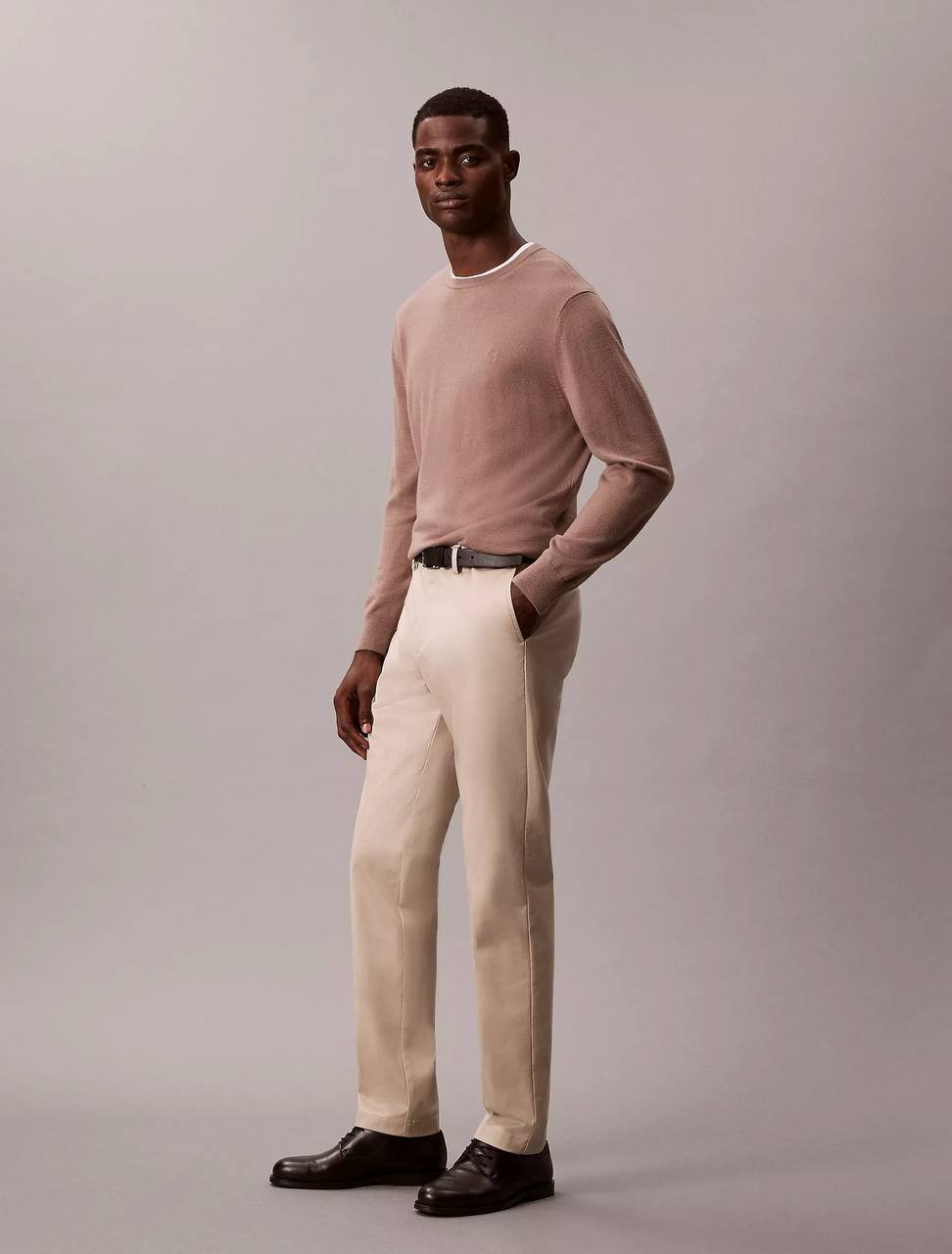 Calvin Klein Cotton Stretch Slim Trousers Island Fossil 30 NWT $89