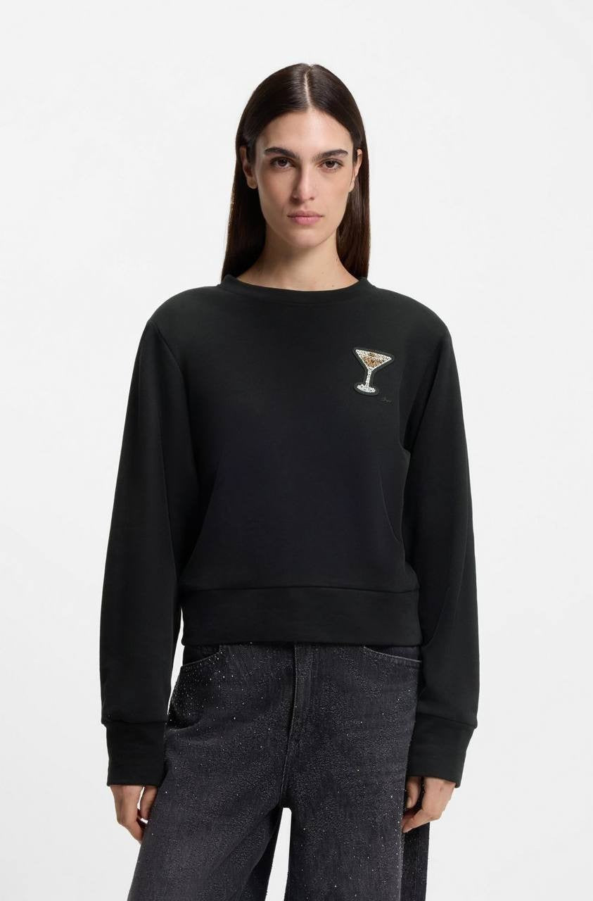 BOSS Orange Martini Appliqué Cotton Sweatshirt Black XL NWT $129