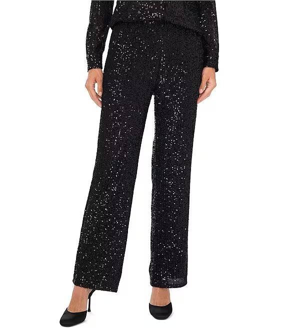 Vince Camuto Sequined Flared Pants Black Size 1X NWOT $89