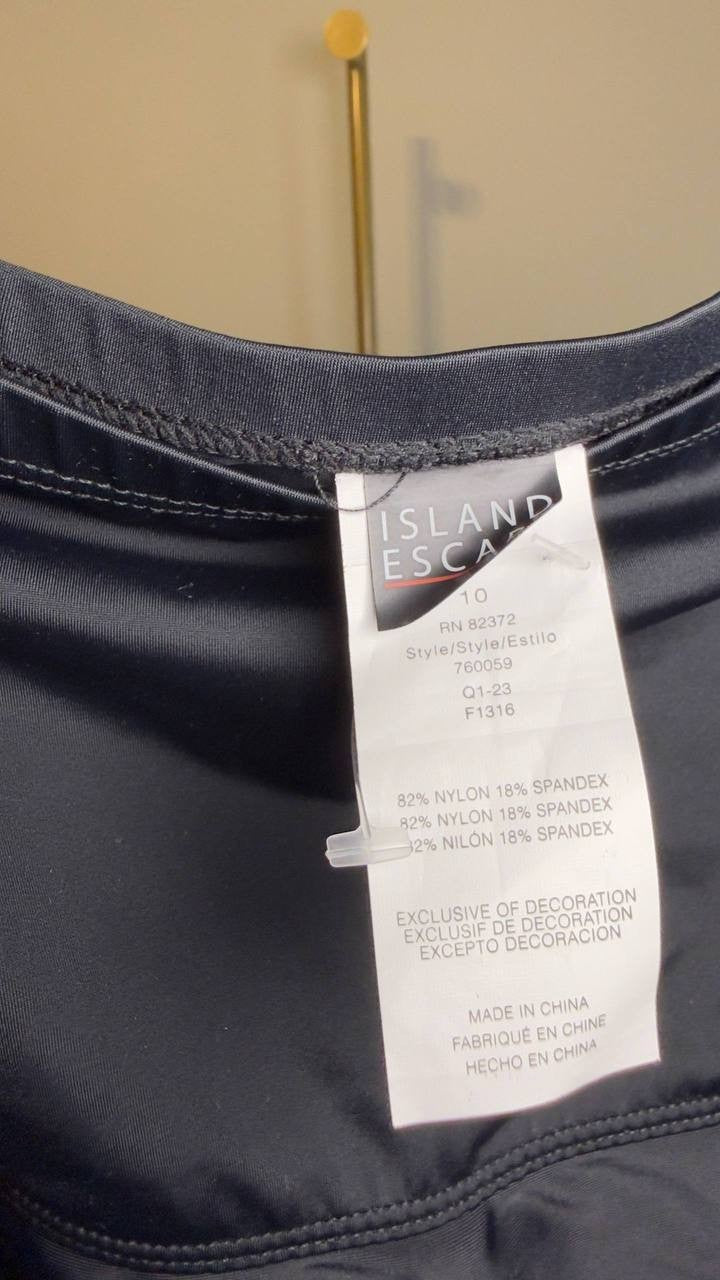 Island Escape La Palma High‑Waist Tummy Control Swim Skirt Black 10 NWOT $34.99