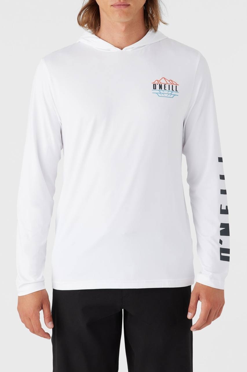 O’Neill Men’s TRVLR UPF 50+ Hooded Long Sleeve Rashguard White XXL NWT $ 79