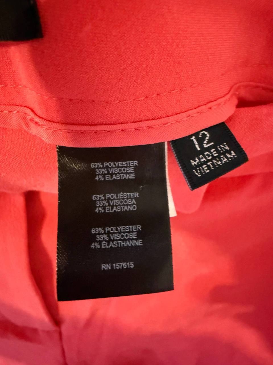 Tahari ASL Tailored Straight‑Leg Pants Coral SIZE 12 Pre‑Owned Elegant MSRP$109