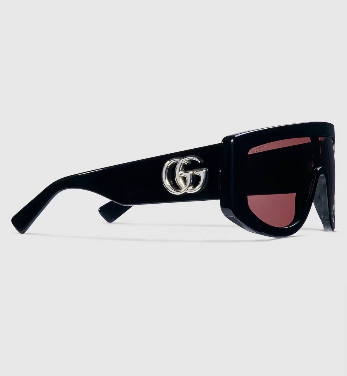Gucci  Rectangular  Frame  Sunglasses  Black/Burgundy  OS  NWOT  $590