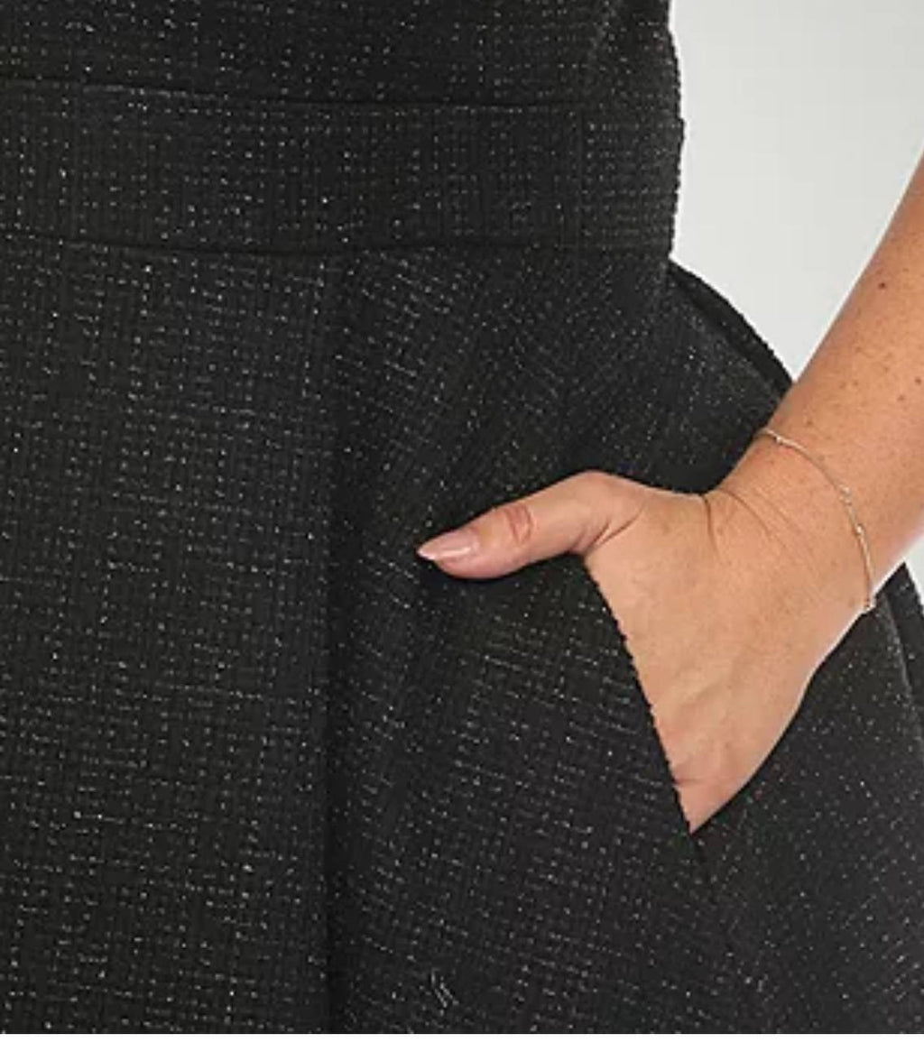 White Mark Dress 2XL Black Sleeveless Fit Flare Scoop Neck Stretch Knit NWT