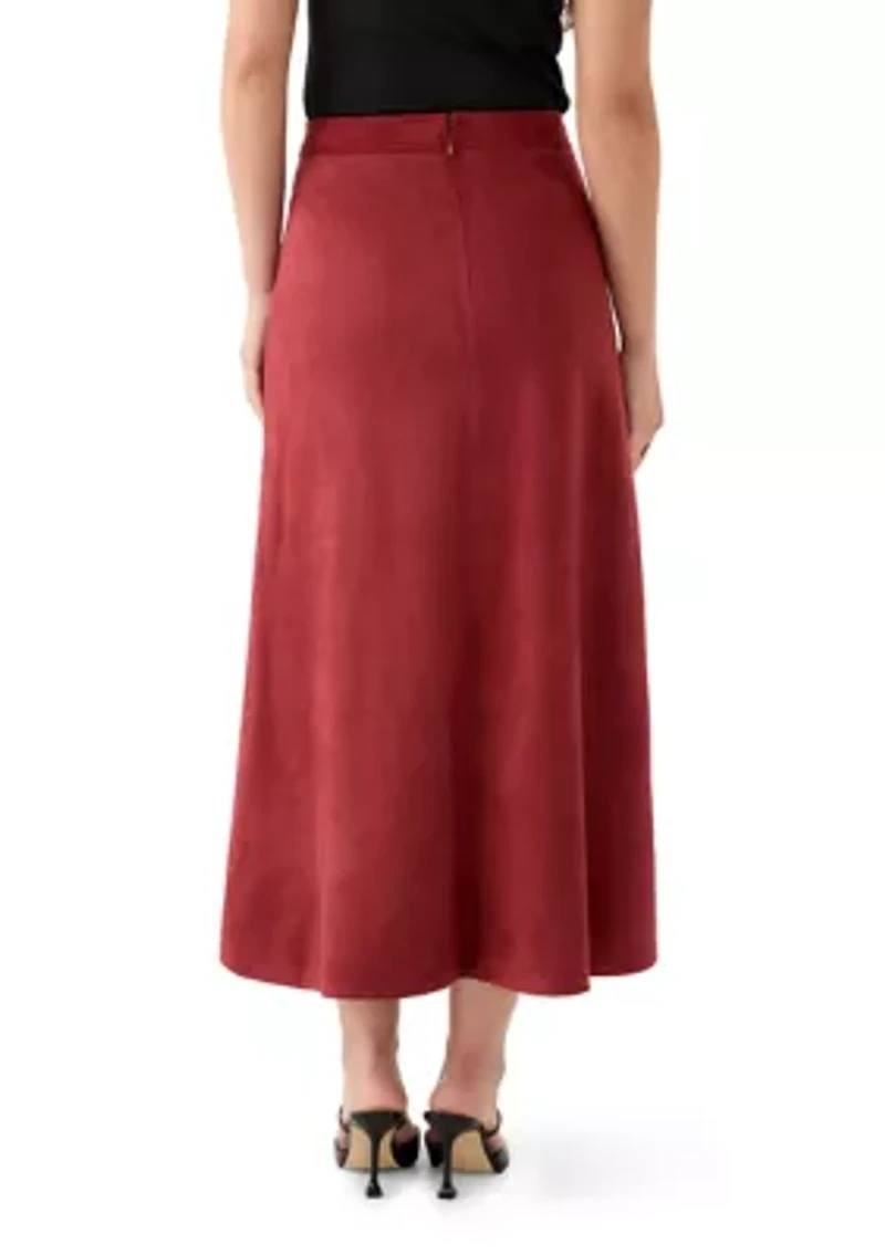 Vince Camuto Faux Suede A‑Line Maxi Skirt Rustic Red SIZEXL NWT Chic MSRP$89
