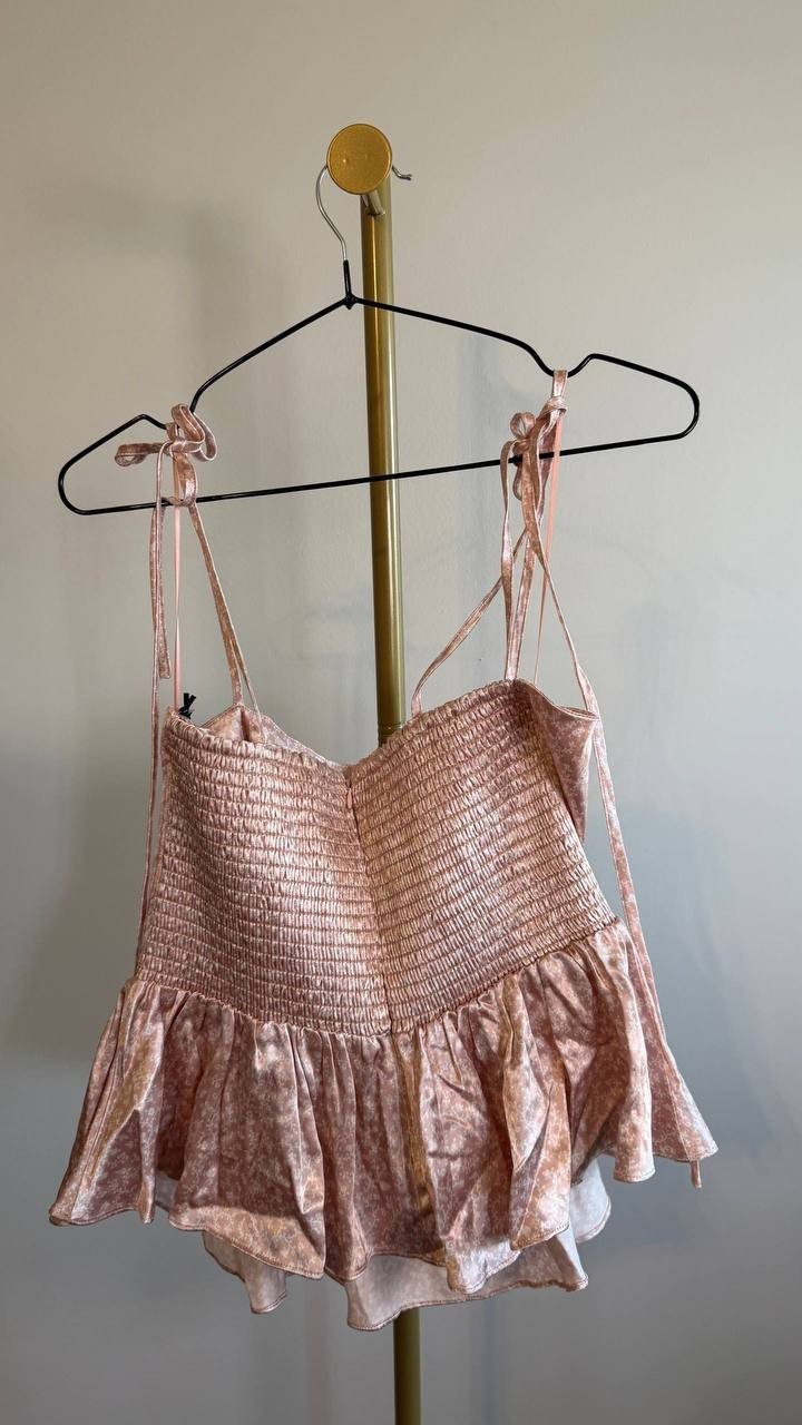 1.State Women’s Printed Peplum Top Pink M $79 NWT