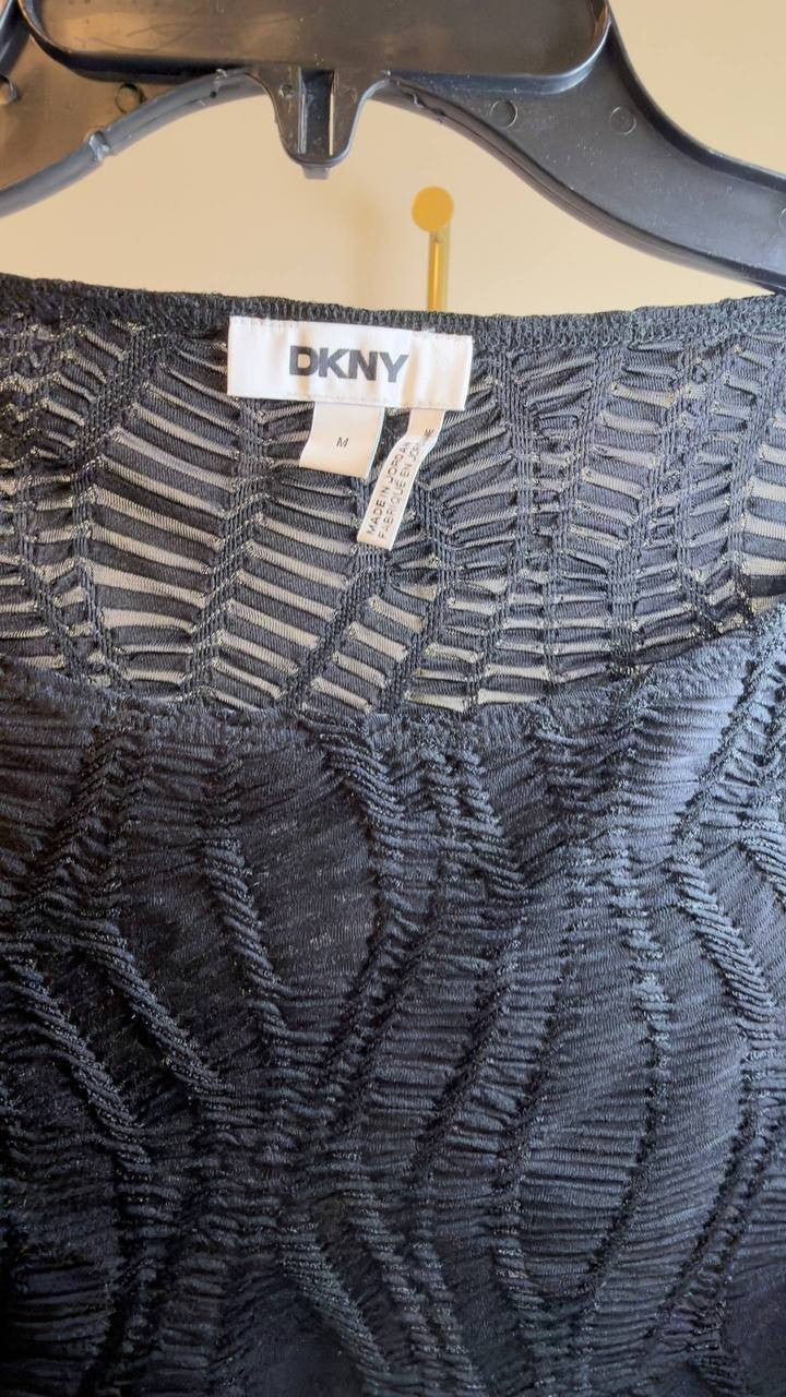 DKNY Texture Knit Top Black M NWT $69