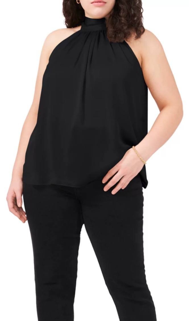 1.STATE Sleeveless Halter Top-Black-Size L-NWT