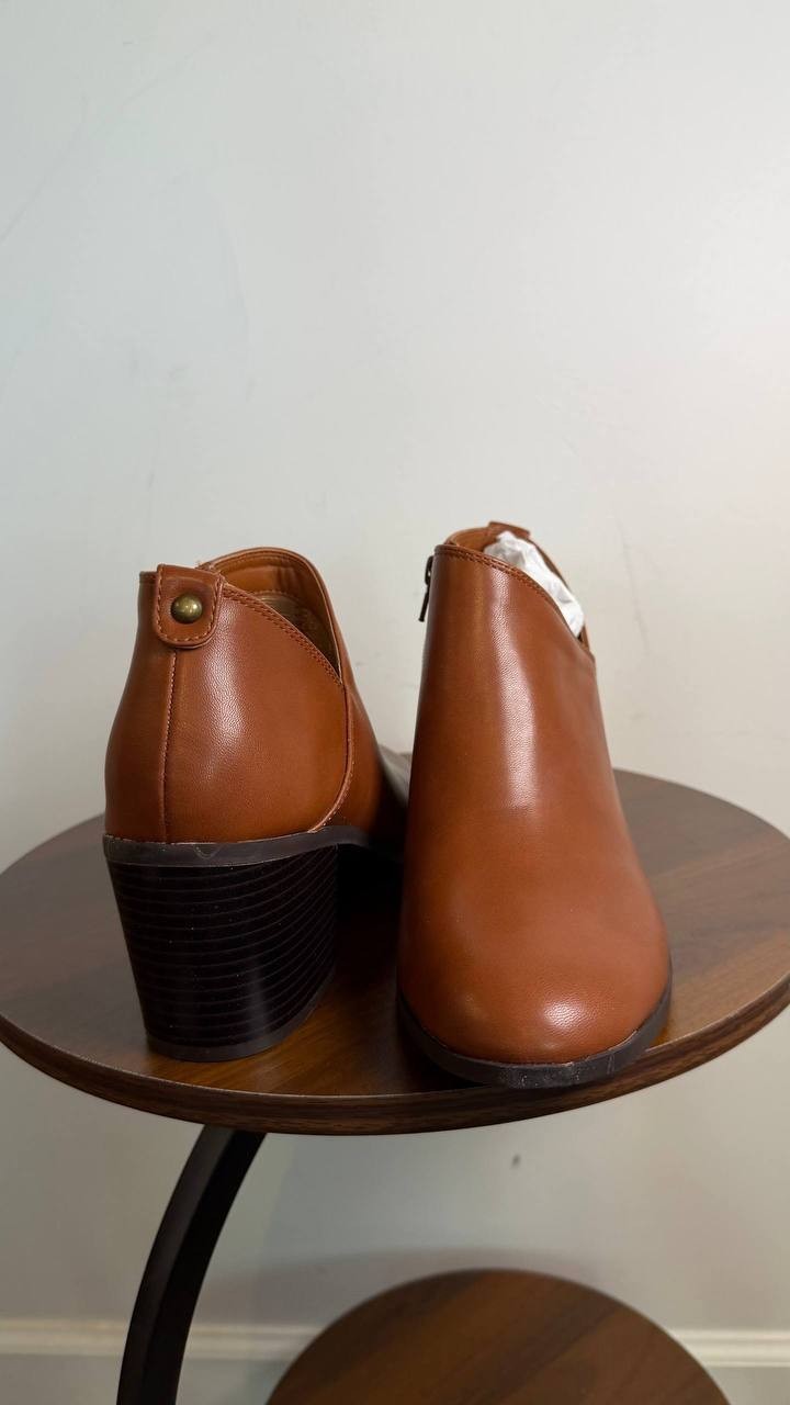 Style & Co Felaa Block Heel Booties Acorn Brown 8.5M Man‑Made $79.90 NWB