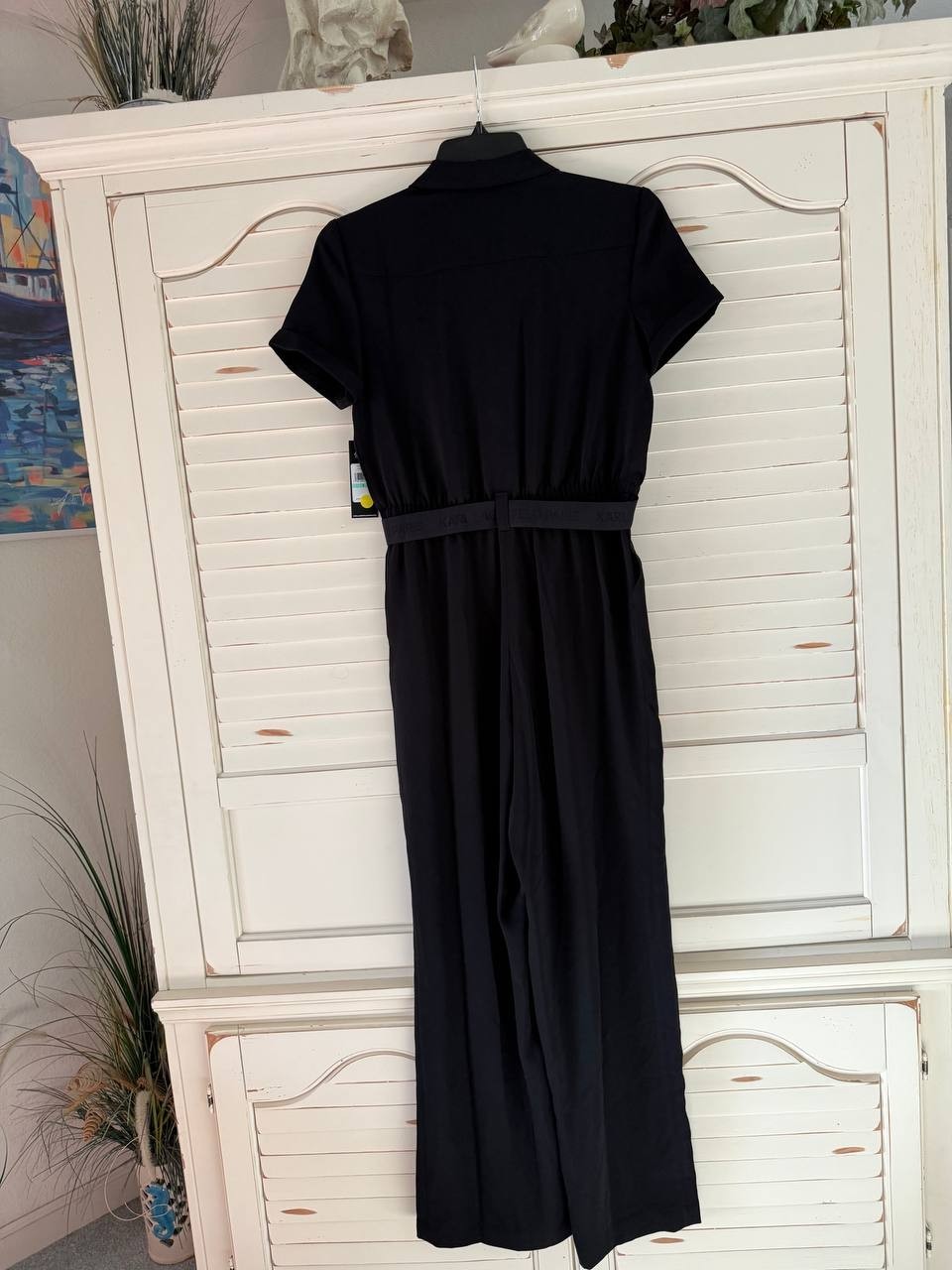 Karl Lagerfeld Paris Jumpsuit 6 Black Belted Button-Down NWT MSRP $179