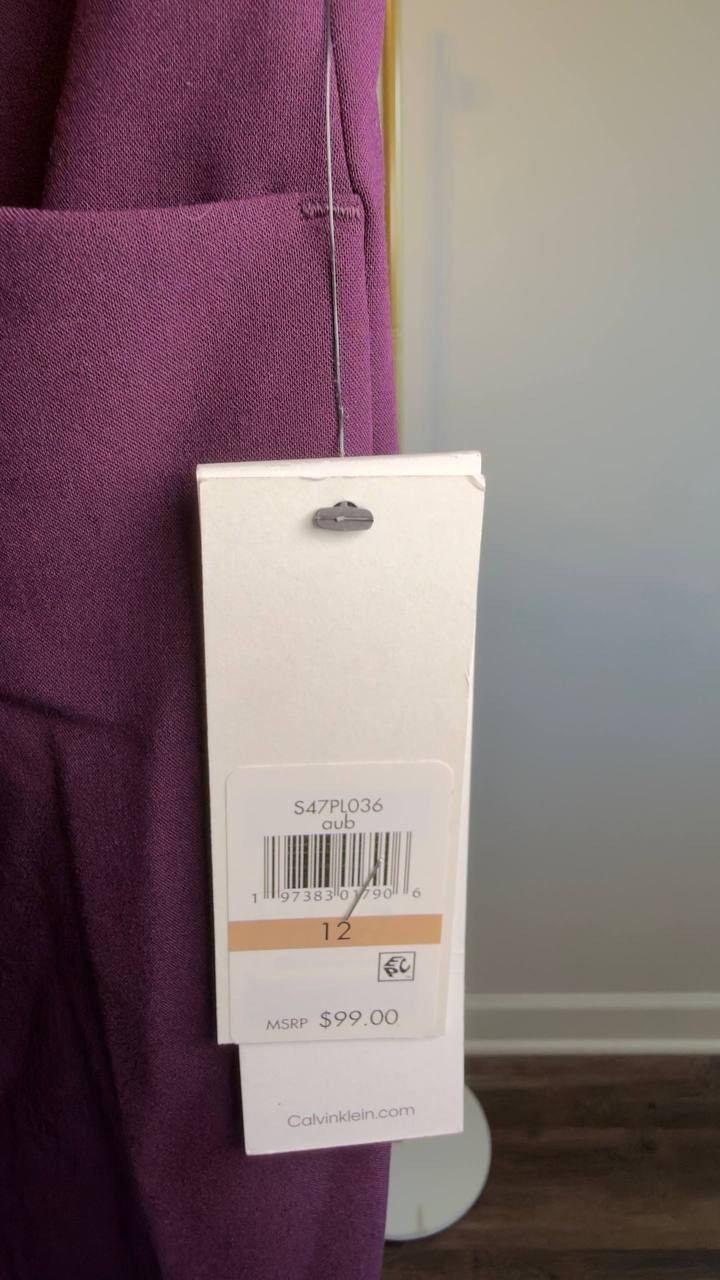 Calvin Klein Modern Fit High‑Rise Pants Purple 12 NWT $99