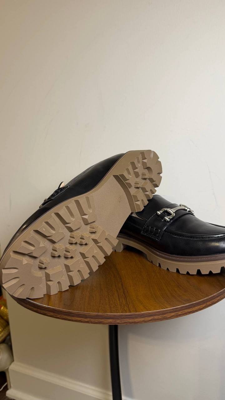 Journee Black Polyurethane Loafers 9.5M New w/o Box MSRP $93