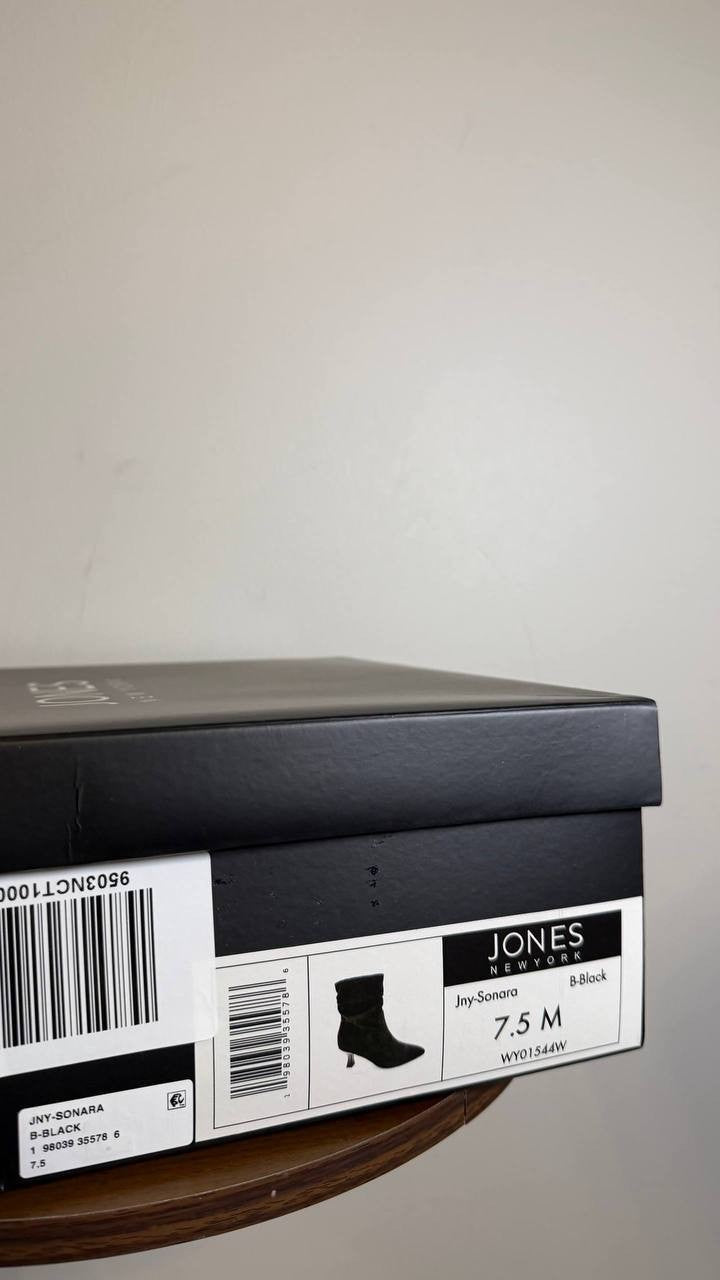Jones New York Black Microsuede Dress Booties 7.5M New in Box MSRP $89.50