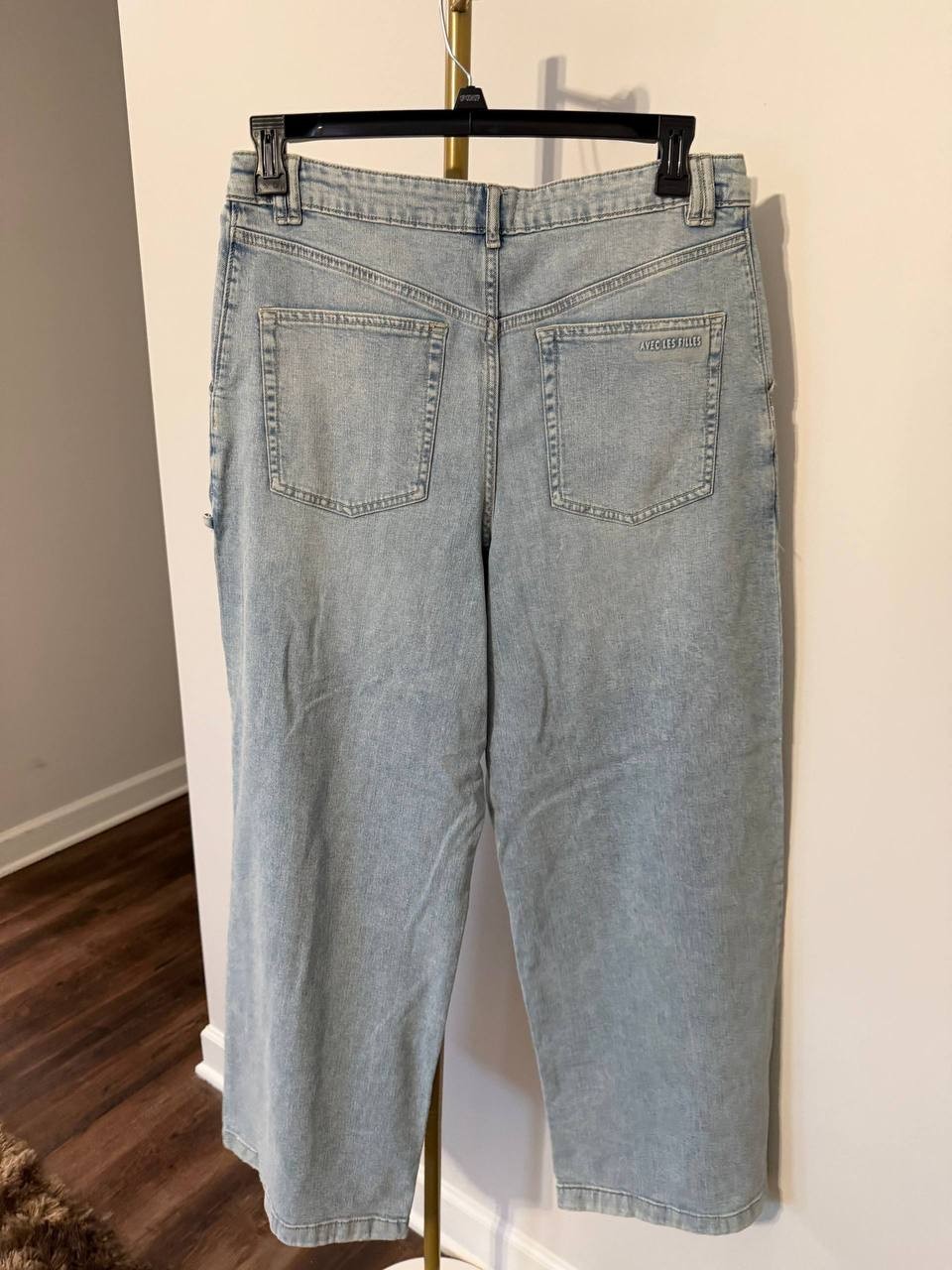 Avec Les Filles Pleat‑Front Wide‑Leg Jeans Blue Size30 NWT msrp$129