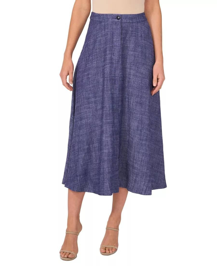 Vince Camuto Linen‑Blend Chambray Midi Skirt – L – NWT – $119