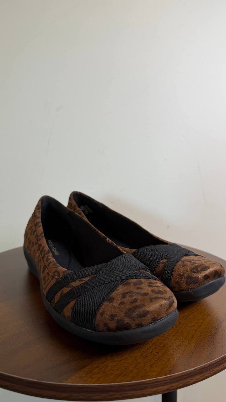 Easy Spirit Acasia Flats 8M Leopard Print Textile Slip‑On Lightweight NIBmsrp$69