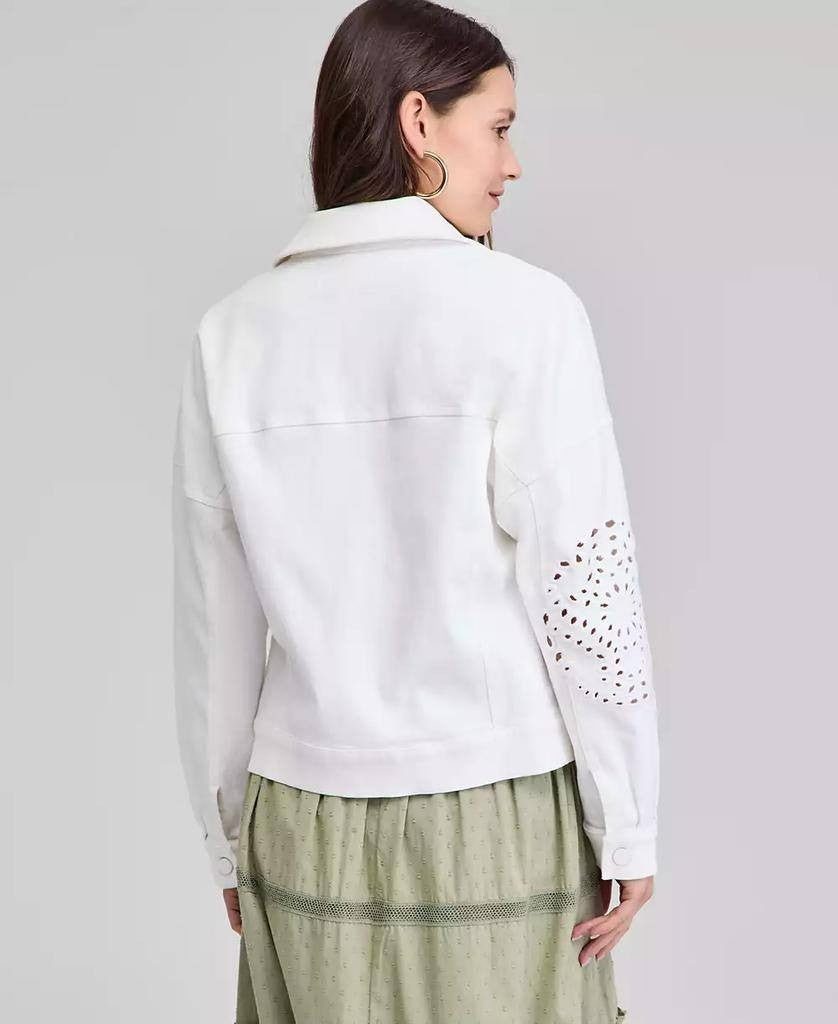 And Now This Petite Eyelet Embroidered Denim Jacket Blue PXL NWOT