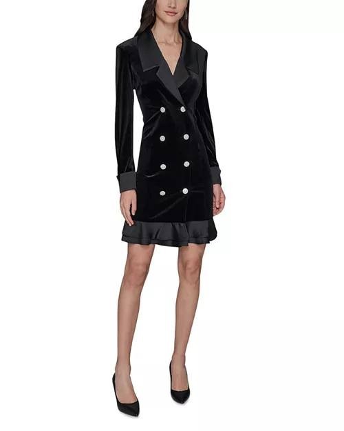 Karl Lagerfeld Paris Stretch Velvet Blazer Dress Black 8 $188 NWT