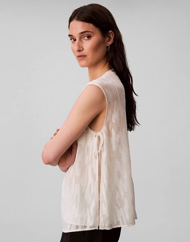 Calvin Klein Sleeveless Burnout Blouse White XL NWT $99